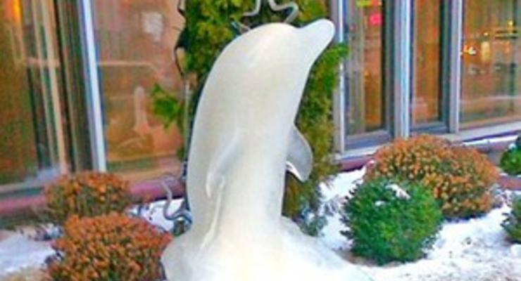 В центре Киева появились ледяные скульптуры