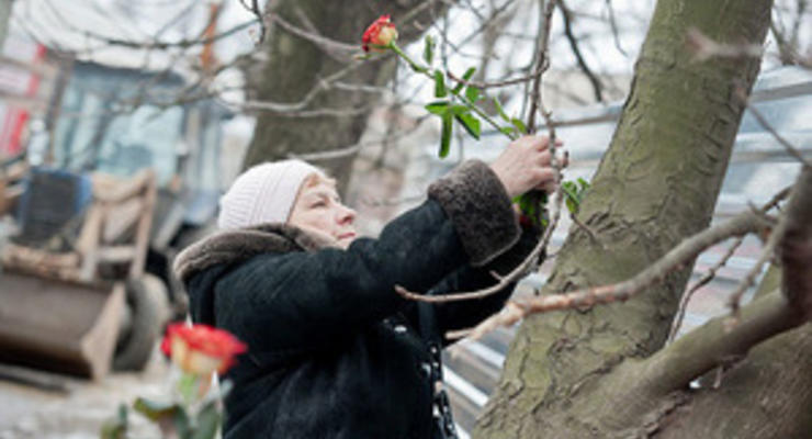 Харьковские сторонницы Тимошенко украсили дерево возле колонии розами
