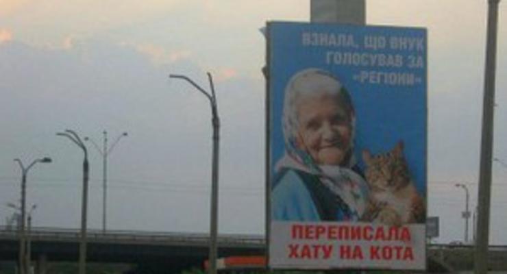 СМИ: В Днепродзержинске губернатор-регионал потребовал убрать билборды с бабушкой и котом