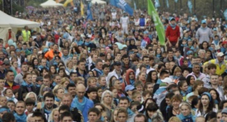 В Киеве прошла самая массовая в мире утренняя зарядка