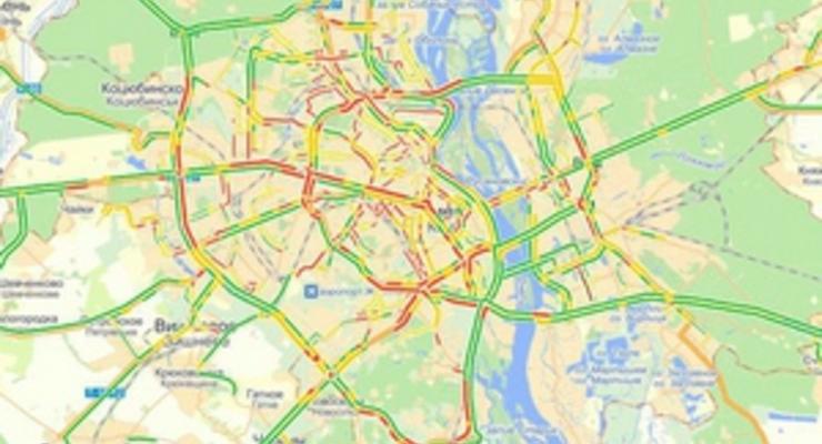 Яндекс.Пробки: Длина заторов в Киеве во время снегопада достигла 790 км
