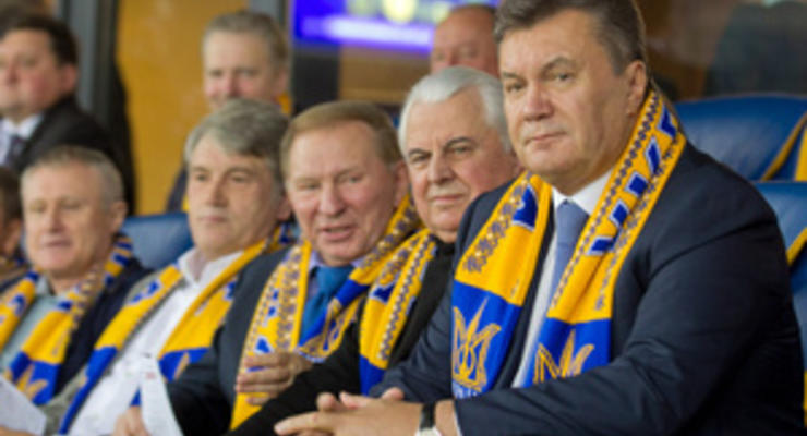 Фотогалерея: Сборная президентов Украины. Янукович, Ющенко, Кучма и Кравчук в VIP-ложе Олимпийского
