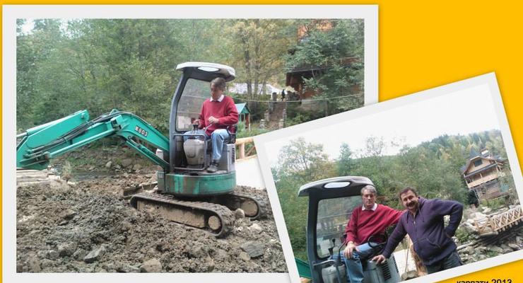Ющенко копается в грязи за рулем трактора (ФОТО)
