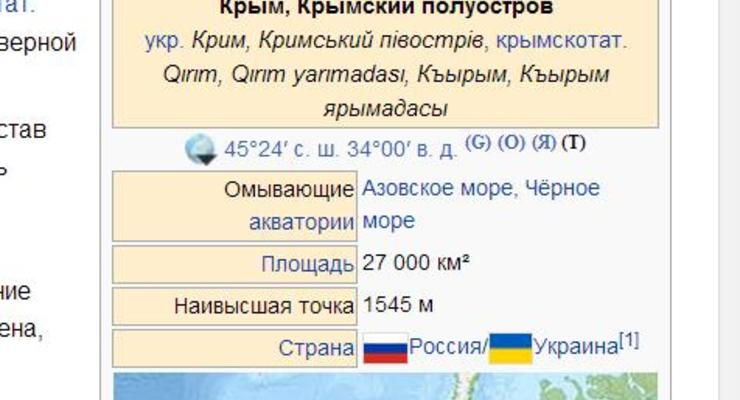 Россия требует от Google и Wikipedia указывать Крым как свою территорию
