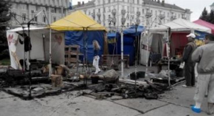 В Сумах сожгли палаточный городок Евромайдана