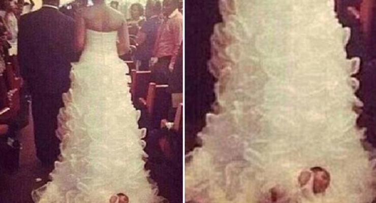 Невеста пошла к алтарю с младенцем на подоле платья