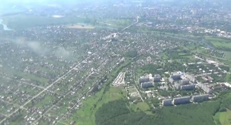 Как выглядит освобожденный Славянск с высоты птичьего полета (видео)
