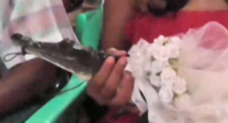 Мэр мексиканского города "женился" на крокодиле из суеверия