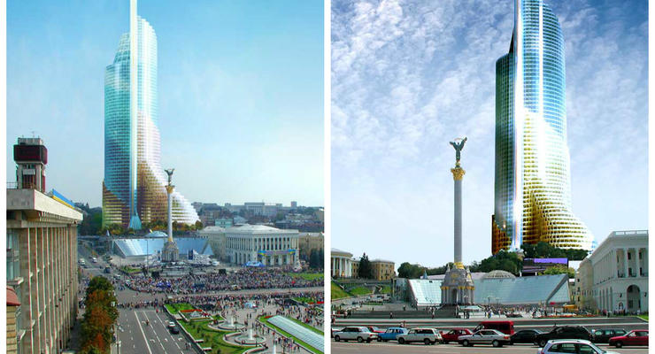 Реконструкция Майдана: гостиница-флаг и стена памяти