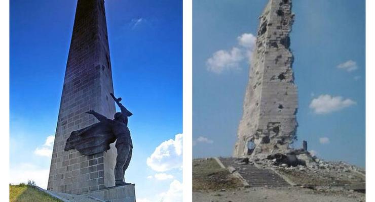 Монумент памяти ВОВ на кургане Саур-Могила разрушен в ходе боев