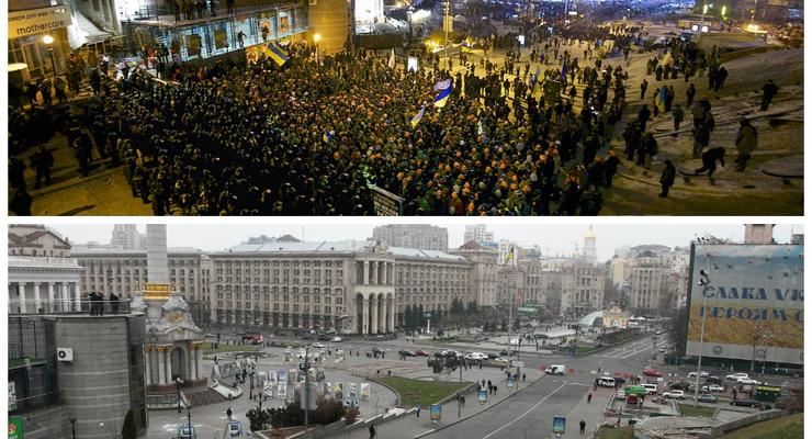 Киев, год после Евромайдана: фотосравнение