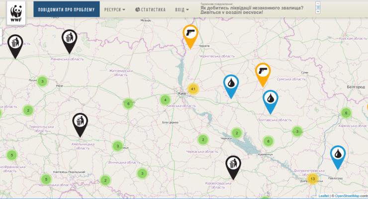 Создана экологическая карта Украины