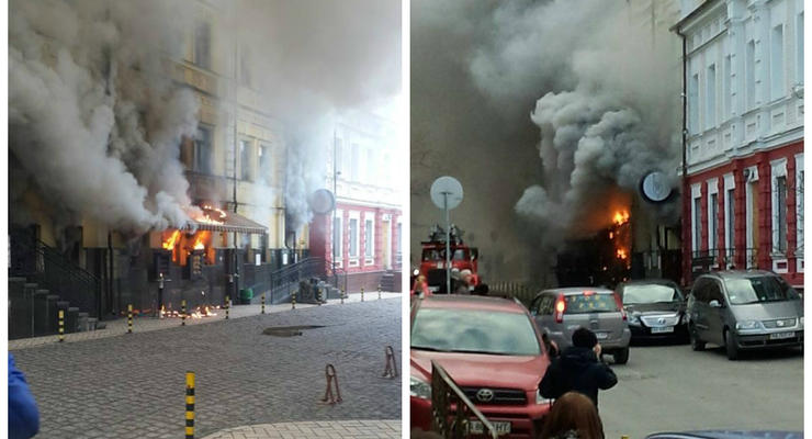Пожар в центре Киева: на Воздвиженке горит ресторан