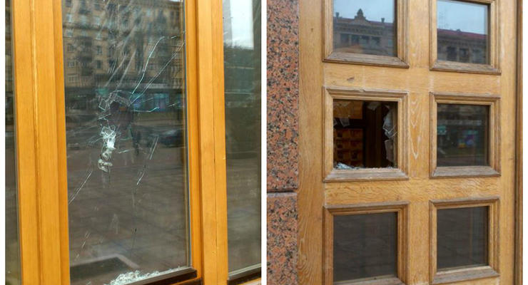 Пьяный боец батальона Айдар разбил окна в киевский мэрии