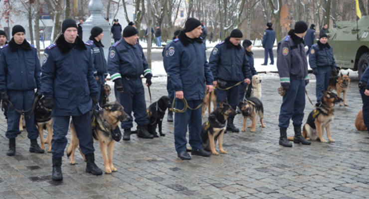 Как бойцы Нацгвардии и кинологи Харьков патрулируют