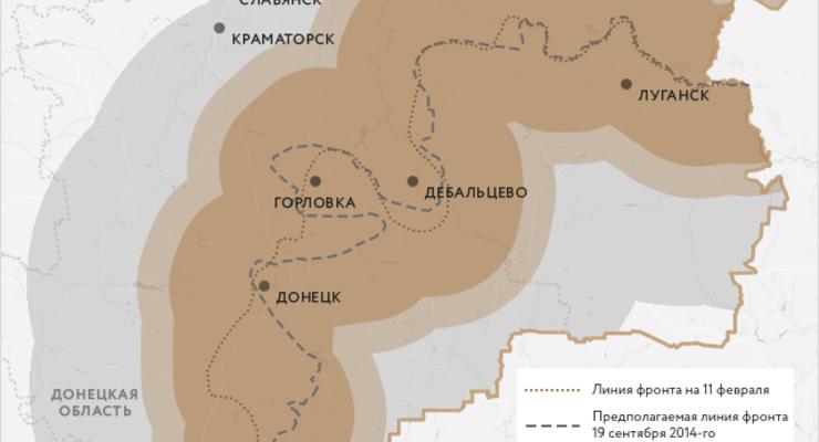 Опубликована карта зоны АТО согласно минским договоренностям