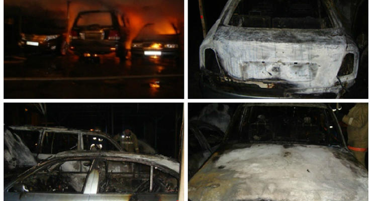 Во дворе киевской многоэтажки сгорели четыре автомобиля