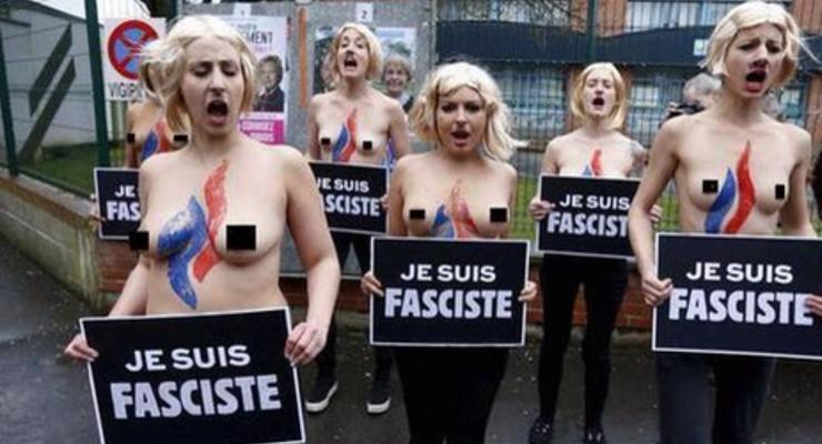 Во Франции активистки Femen провели акцию против "Национального фронта" Ле Пен