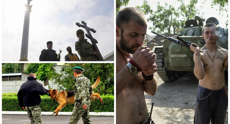 День в фото: Прощание с бойцом Айдара, донецкие боевики и тренировка кинологов
