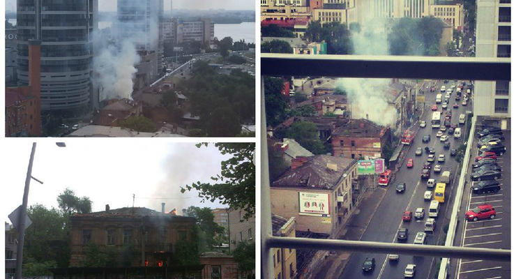 В центре Днепропетровска горит старинное здание