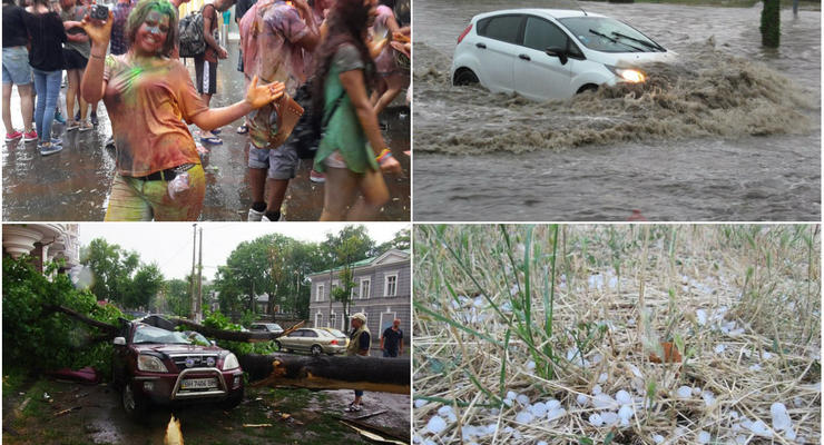 Потоп, град, побитые машины и безумство красок: Непогода в Одессе 2 июля