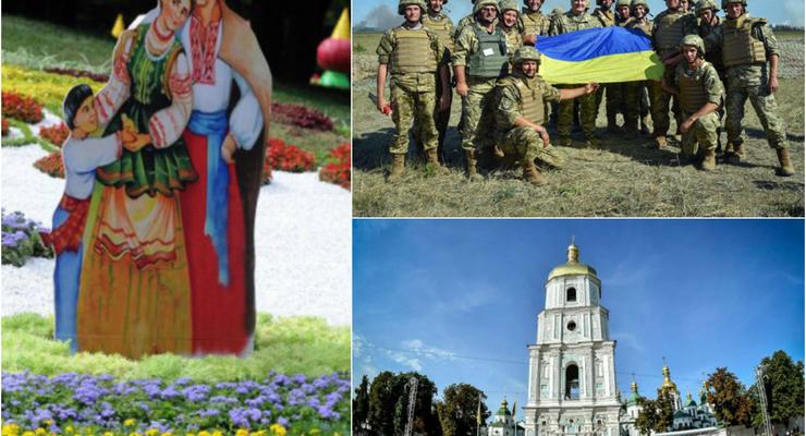 Неделя в фото: Порошенко с бойцами АТО, День флага Украины и Певческое поле в цветах