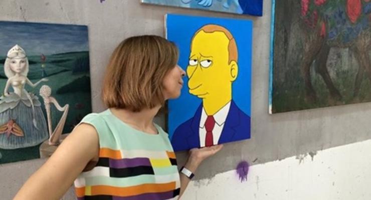 В Москве украли картину с Путиным, выполненную в стиле "Симпсонов"