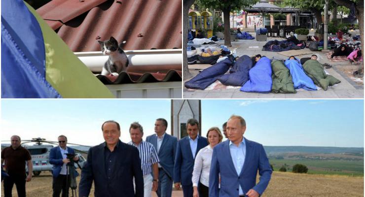 День в фото: Берлускони в Крыму, YES в Киеве, мигранты в Афинах и кот-патриот