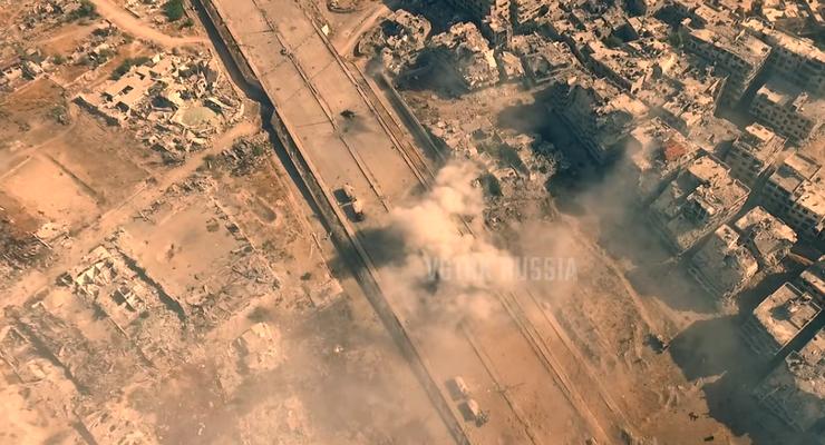 Появилось видео наступления сирийской армии, снятое с неба