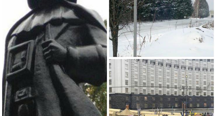 День в фото: памятник Дарт Вейдеру, Путинская улица и палатки у Кабмина