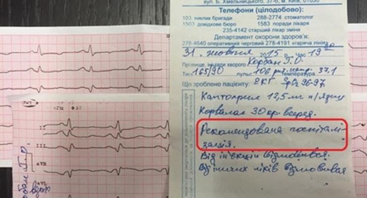 Партия УКРОП: У Корбана диагностировали инфаркт