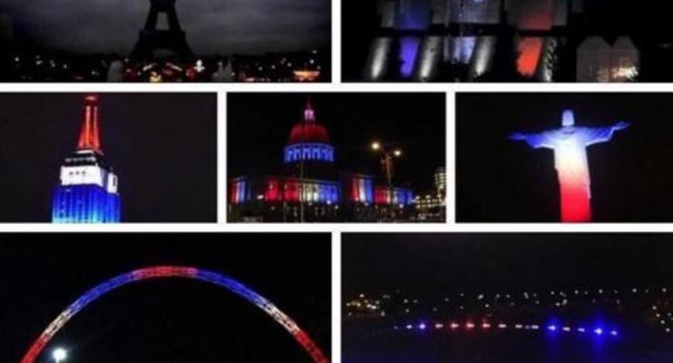 Теракты в Париже: во всем мире почтили память жертв французским триколором