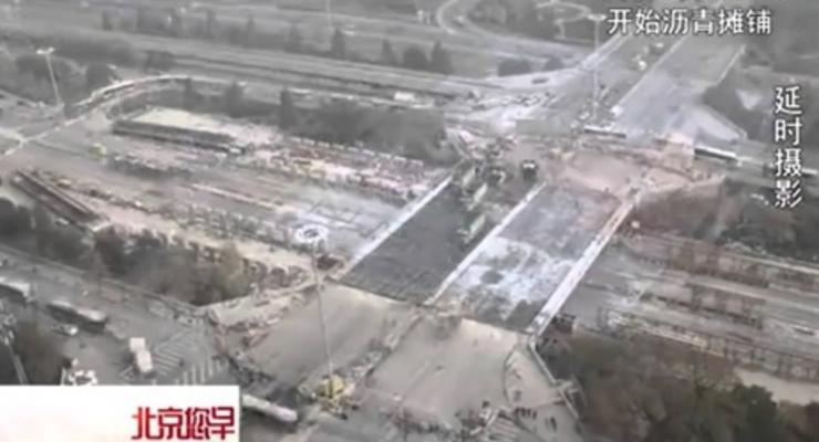 В Китае новый многополосный автомобильный мост построили за 43 часа