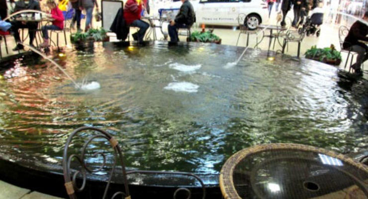 В Днепропетровске пьяные мужчины искупались в фонтане торгового центра