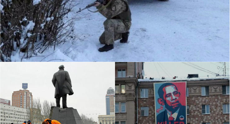 День в фото: Учения в снегу, взорванный Ленин и Обама на плакате