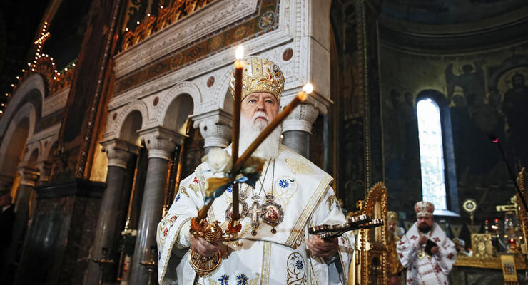 Патриарх Филарет отслужил первую литургию в Софии Киевской