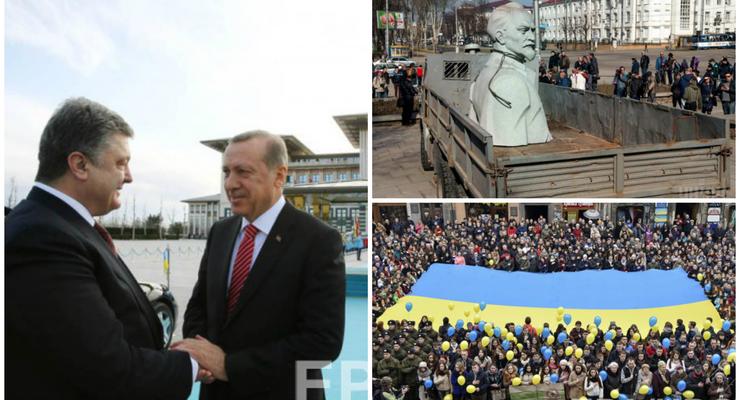 День в фото: Порошенко в Турции, национальный флаг во Львове и Запорожье без Дзержинского