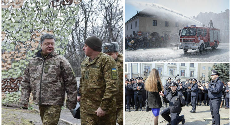 День в фото: Порошенко на Донбассе, признание копа и мокрый день в Польше