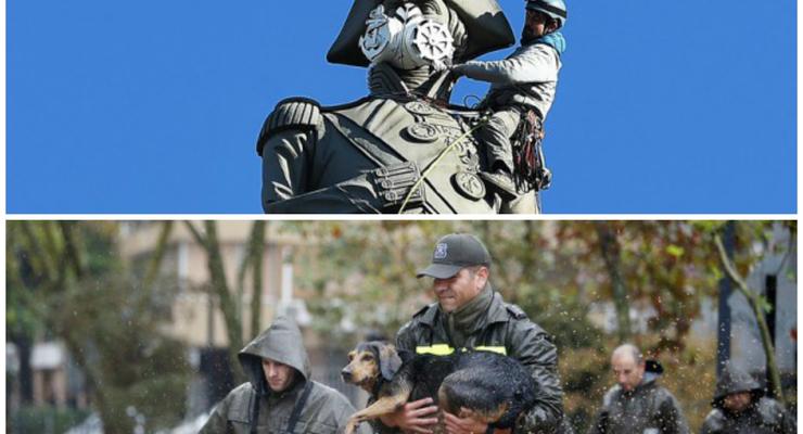 День в фото: лондонские памятники в респираторах и спасение чилийской собаки