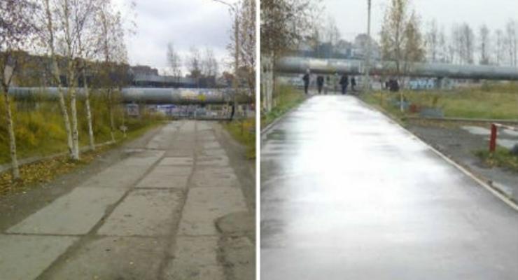 В России "отремонтировали" дорогу при помощи Photoshop