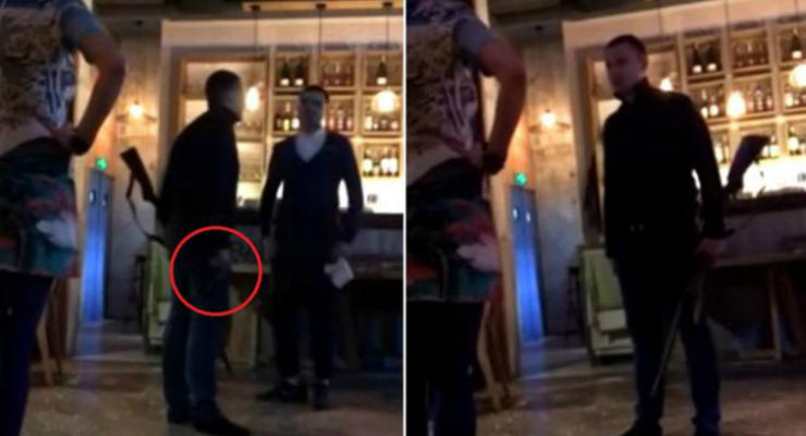 Появилось видео с мужчиной, открывшим стрельбу в киевском ресторане