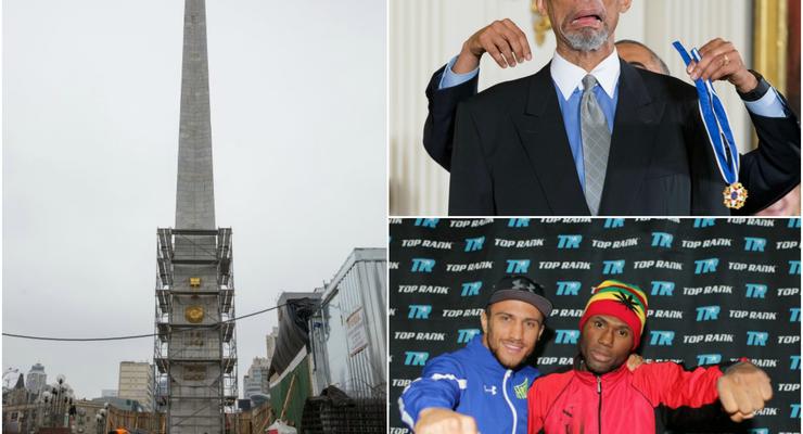 День в фото: реставрация обелиска Победы в Киеве, тренировка Ломаченко и  медаль от Обамы