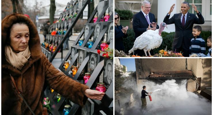 Неделя в фото: память жертв Майдана, День Благодарения в США и пожары в Израиле