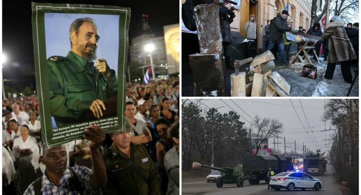 День в фото: военная техника РФ в Симферополе, прощание с Кастро и акция под Радой