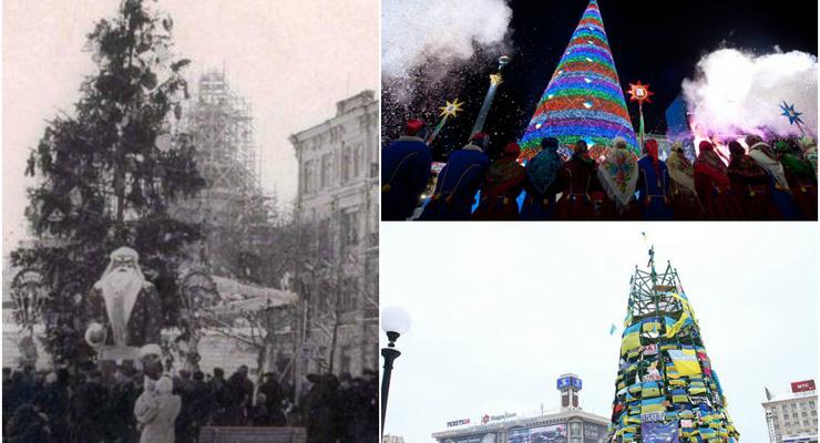 Простота, конус и агитплакаты: как изменялась главная елка Украины