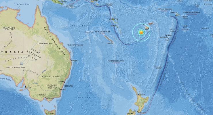 Около Фиджи в Тихом океане произошло мощное землетрясение