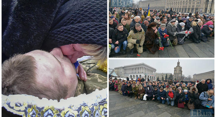 Погибших под Авдеевкой бойцов провожали на коленях в Киеве