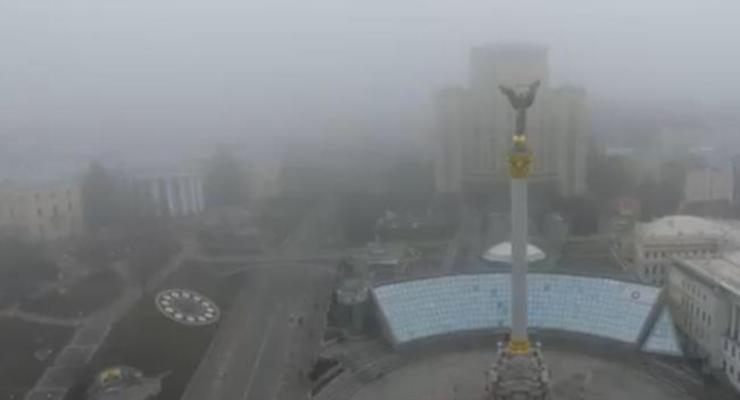 Киев и смог показали на видео с высоты птичьего полета