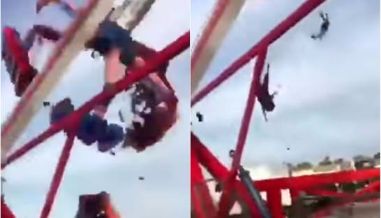 Появилось видео, как в США развалился аттракцион
