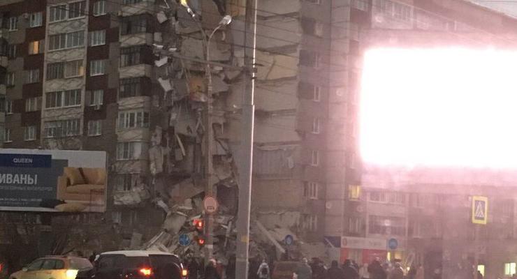 Обрушение дома в Ижевске: видео взрыва
